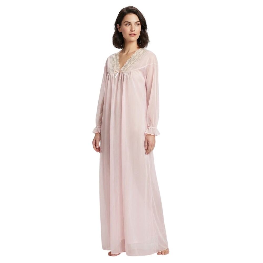 ESPECIALLY YOU  Vintage Style Sheer Nightgown Pink Lightweight Plus Size 2X